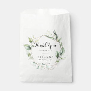 Geometric Elegant Gold Greenery Thank You Wedding Favor Bag