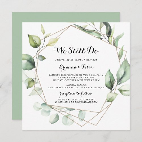 Geometric Elegant Gold We Still Do Vow Renewal Invitation