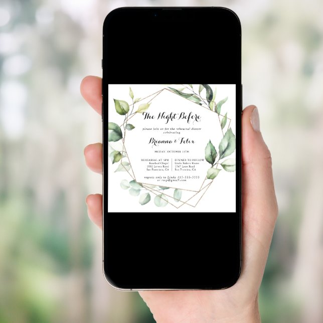 Geometric Elegant Night Before Rehearsal Dinner Invitation (Front Digital)