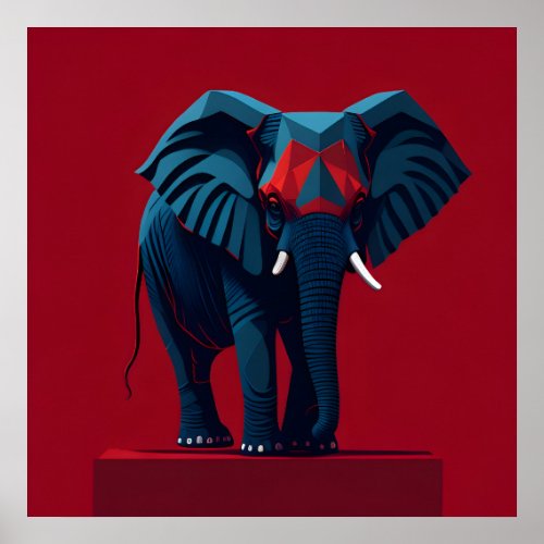 Geometric Elephant Art Poster