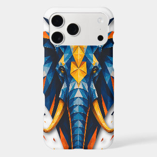 Geometric Elephant Blue & Orange Polygonal Art iPhone 17 Pro Max Case