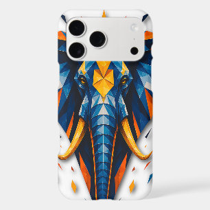 Geometric Elephant Blue & Orange Polygonal Art iPhone 17 Pro Max Case