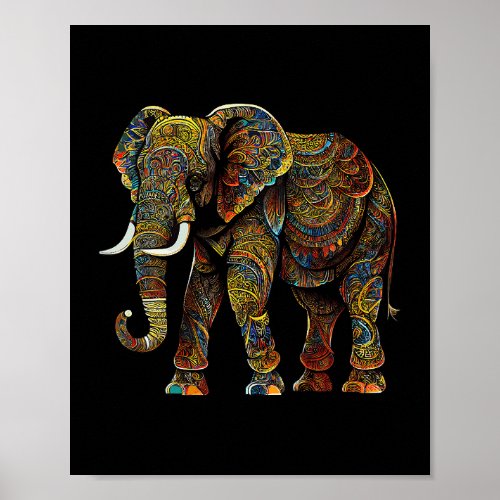 Geometric Elephant Colorful Abstract Animal Lovers Poster