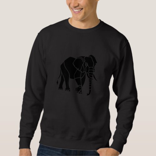 Geometric Elephant Motif  Stencils Pattern Sweatshirt