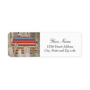 Geometric Elephant on Wood Design Label