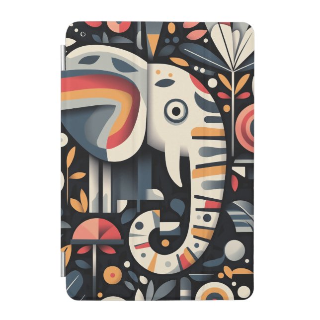 Geometric Elephant Portrait iPad Mini Cover (Front)
