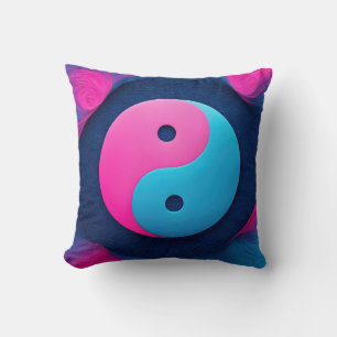 Geometric Equilibrium: Vibrant Yin Yang Pattern Throw Pillow