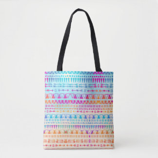 Geometric Ethnic Bohemian Colorful Hand Printed Tote Bag