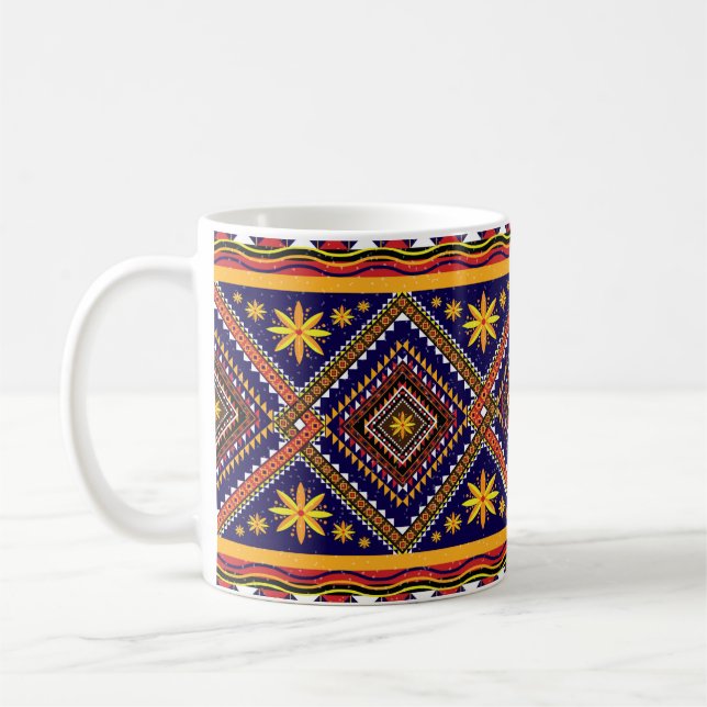 Geometric ethnic oriental ikat pattern traditional coffee mug (Left)