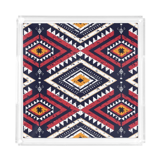 Geometric Ethnic Oriental: Traditional Seamless Acrylic Tray (Front)