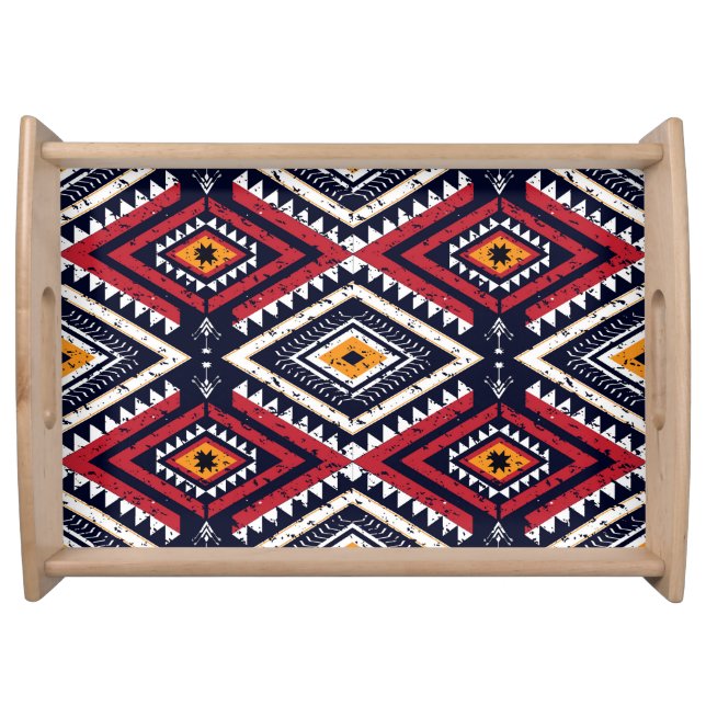 Geometric Ethnic Oriental: Traditional Seamless Serving Tray (Front)