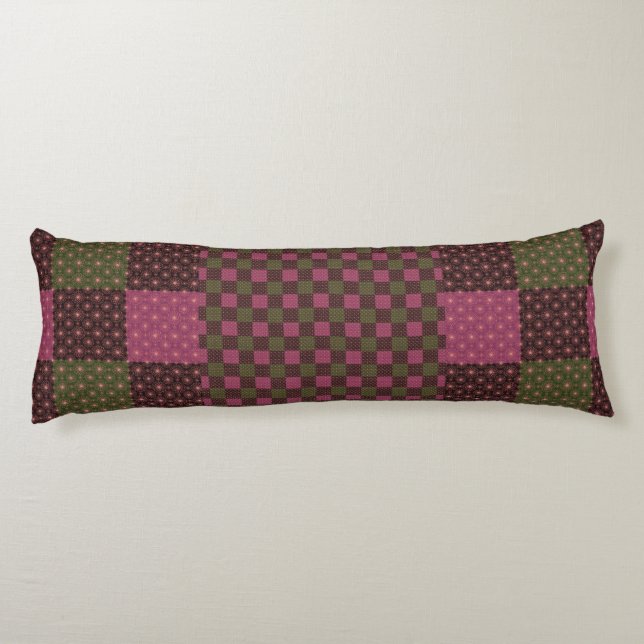 Geometric Ethnic Pattern Body Pillow – Burgundy Re (Back)