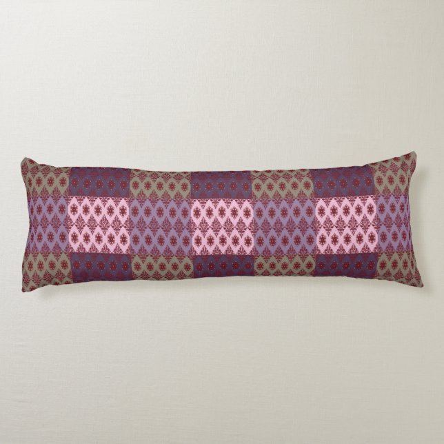 Geometric Ethnic Pattern Body Pillow – Burgundy Re (Back)