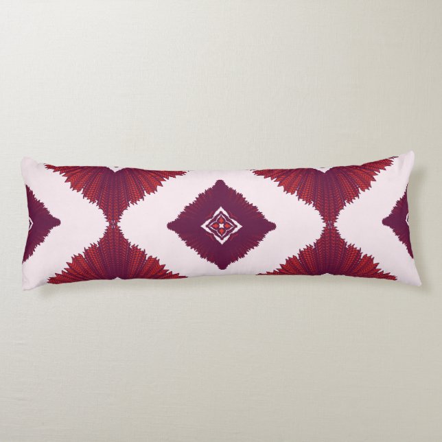 Geometric Ethnic Pattern Body Pillow – Burgundy Re (Back)