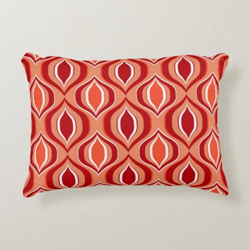 Geometric ethnic pattern red orange accent pillow