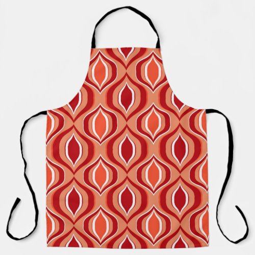 Geometric ethnic pattern red orange apron