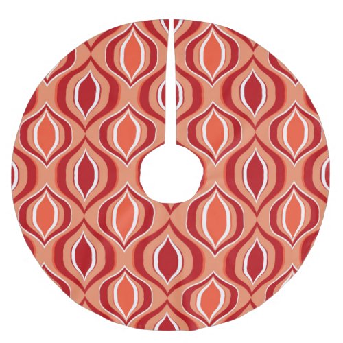 Geometric ethnic pattern red orange brushed polyester tree skirt