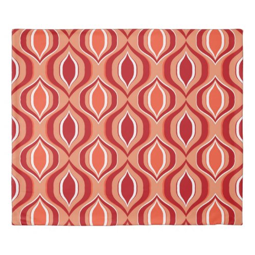 Geometric ethnic pattern red orange duvet cover