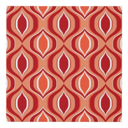 Geometric ethnic pattern red orange faux canvas print