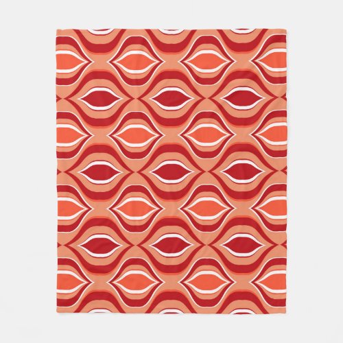 Geometric ethnic pattern red orange fleece blanket