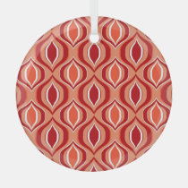 Geometric ethnic pattern: red, orange. glass ornament