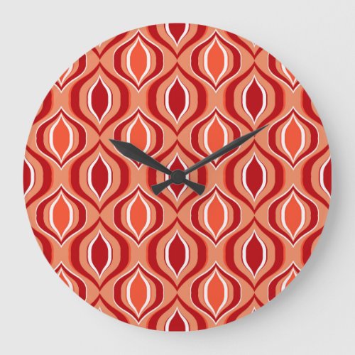 Geometric ethnic pattern red orange large clock