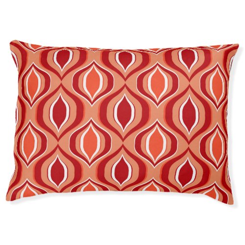 Geometric ethnic pattern red orange pet bed