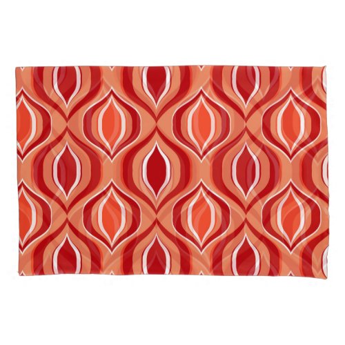 Geometric ethnic pattern red orange pillow case