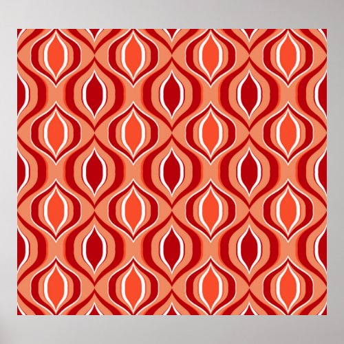 Geometric ethnic pattern red orange poster