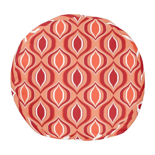 Geometric ethnic pattern red orange pouf