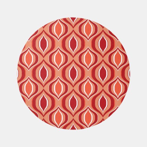 Geometric ethnic pattern red orange rug