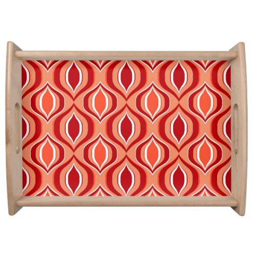 Geometric ethnic pattern red orange serving tray