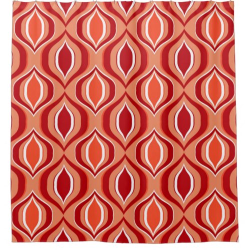 Geometric ethnic pattern red orange shower curtain