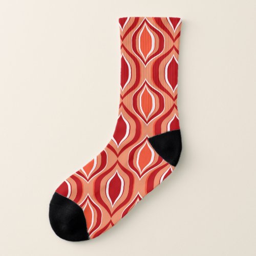 Geometric ethnic pattern red orange socks