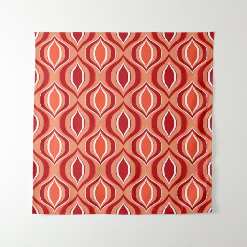 Geometric ethnic pattern red orange tapestry