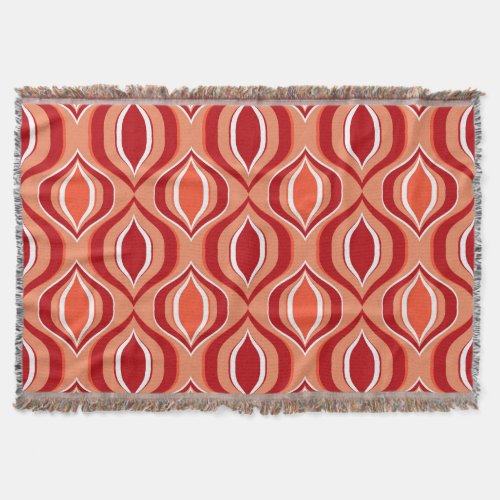 Geometric ethnic pattern red orange throw blanket