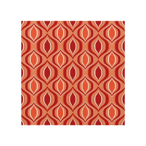 Geometric ethnic pattern red orange wood wall art