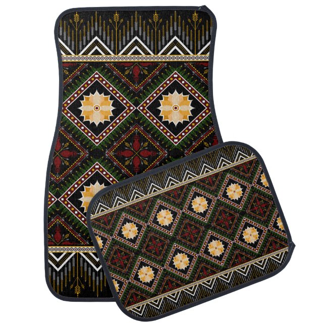 Geometric ethnic pattern seamless design car floor mat (Set)