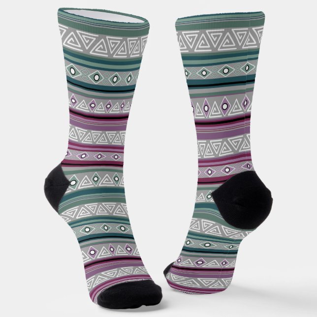 geometric ethnic tribal pattern of American Indian Socks (Angled)