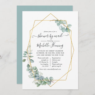 Geometric Eucalyptus Baby Shower by Mail Invitation