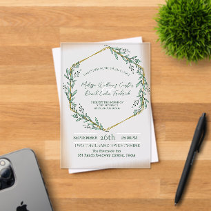 Geometric Eucalyptus Botanical Greenery Wedding Acrylic Invitations