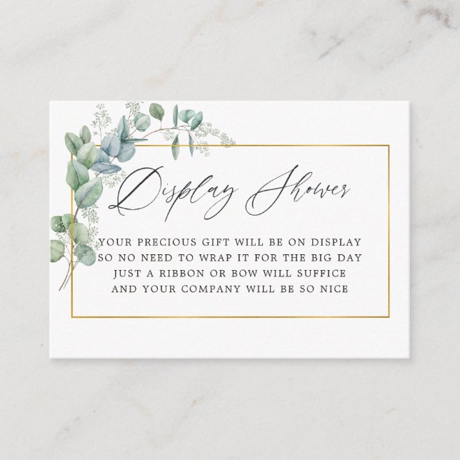 Geometric Eucalyptus Bridal Shower Display Shower Enclosure Card (Front)