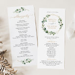 Geometric Eucalyptus Greenery Wedding Program<br><div class="desc">Designed to coordinate with our Moody Greenery wedding collection,  this customizable Ceremony Program features a gold geometric frame adorned with eucalyptus watercolor leaves,  paired with gold and gray text. To make advanced changes,  go to "Click to customize further" option under Personalize this template.</div>