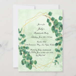 Geometric Eucalyptus Leaves Bachelorette Party Invitation