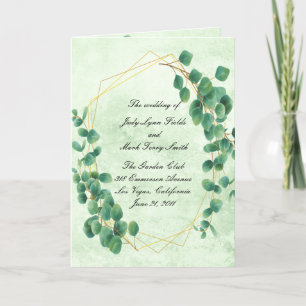 Geometric Eucalyptus Leaves Wedding Program Card