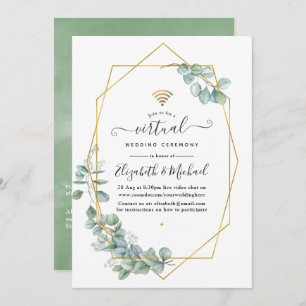 Geometric Eucalyptus Online Virtual Wedding Invitation