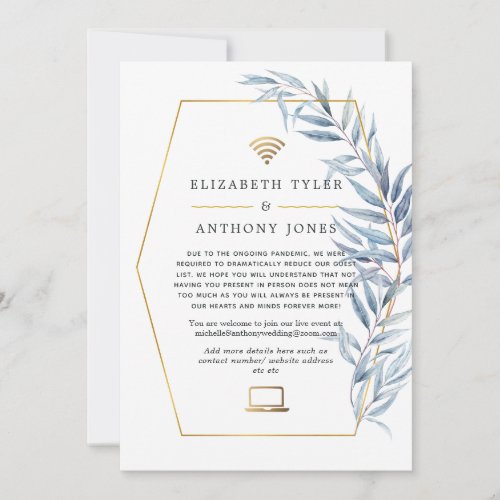 Geometric Eucalyptus Virtual Wedding Guest List Announcement