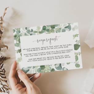 Geometric Eucalyptus Wedding Recipe Request Enclosure Card