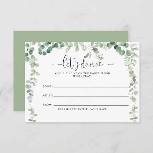 Geometric Eucalyptus Wedding Song Request Card