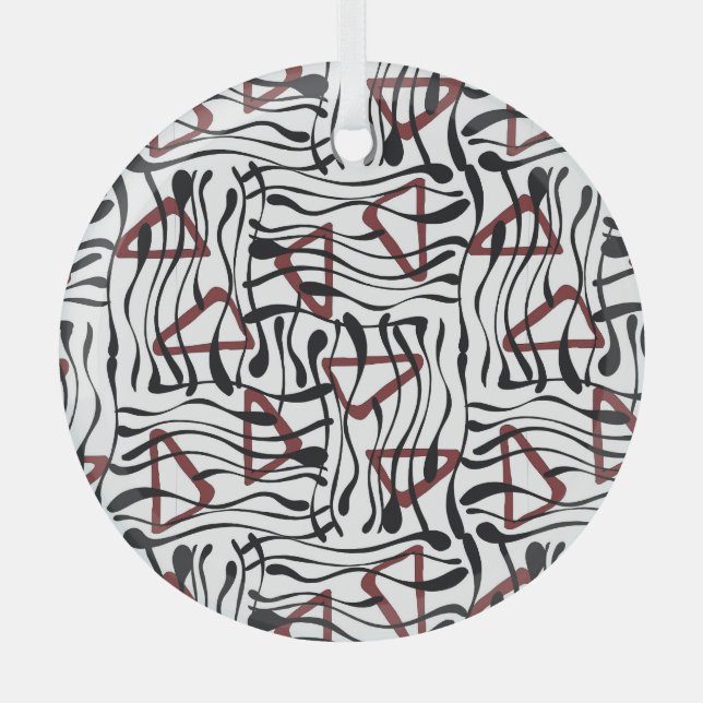 Geometric Fabric: Artistic Pattern Design. Glass Ornament (Front)